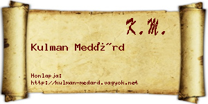 Kulman Medárd névjegykártya